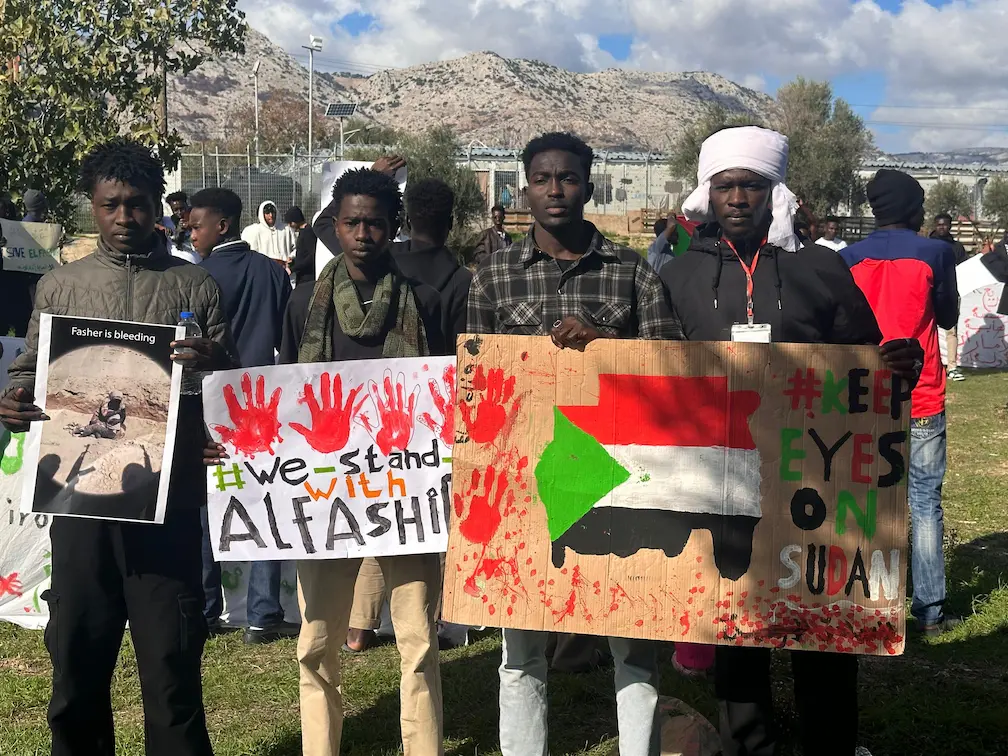 The Sudanese youth on Chios, showing solidarity in support of those in Sudan